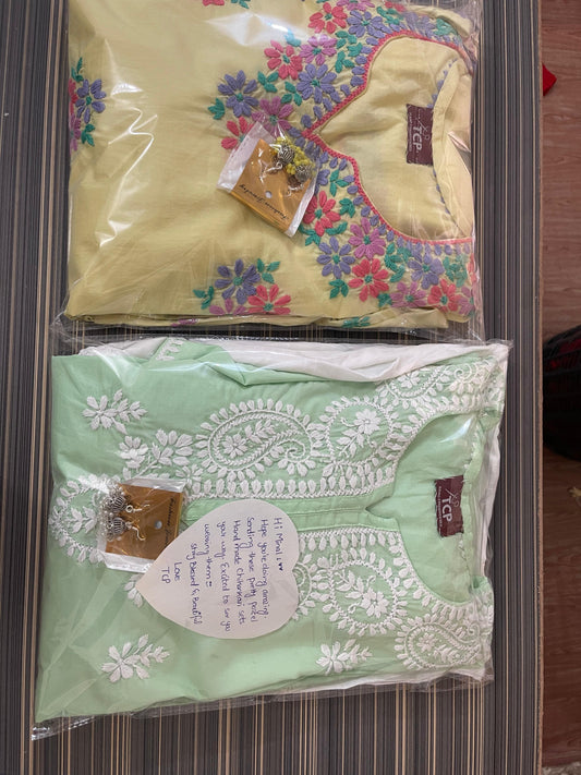 Minal 3 piece Mint Green Chikankari Suit