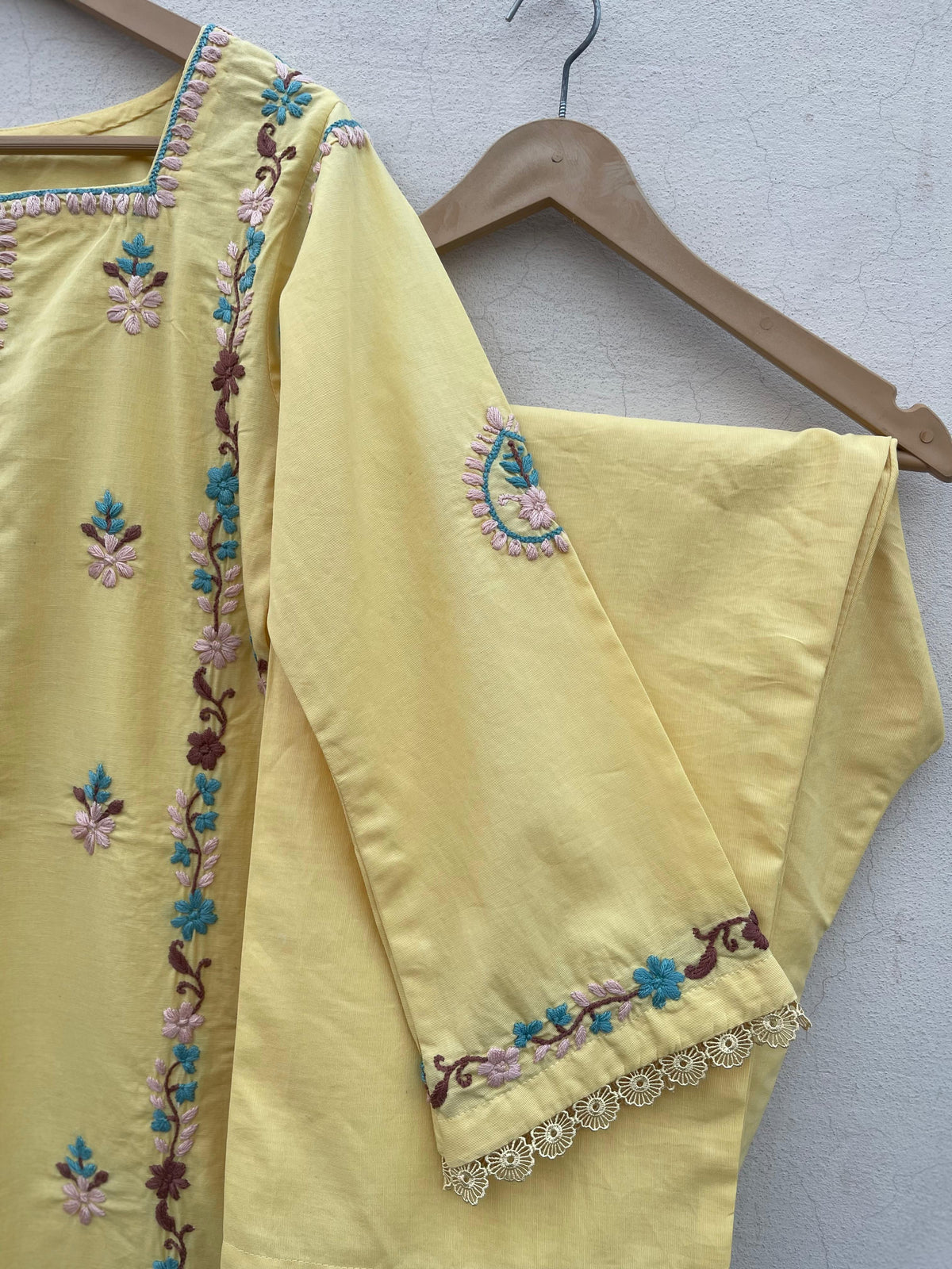 Butter-Yellow Handmade Chikankari Suit –Premium