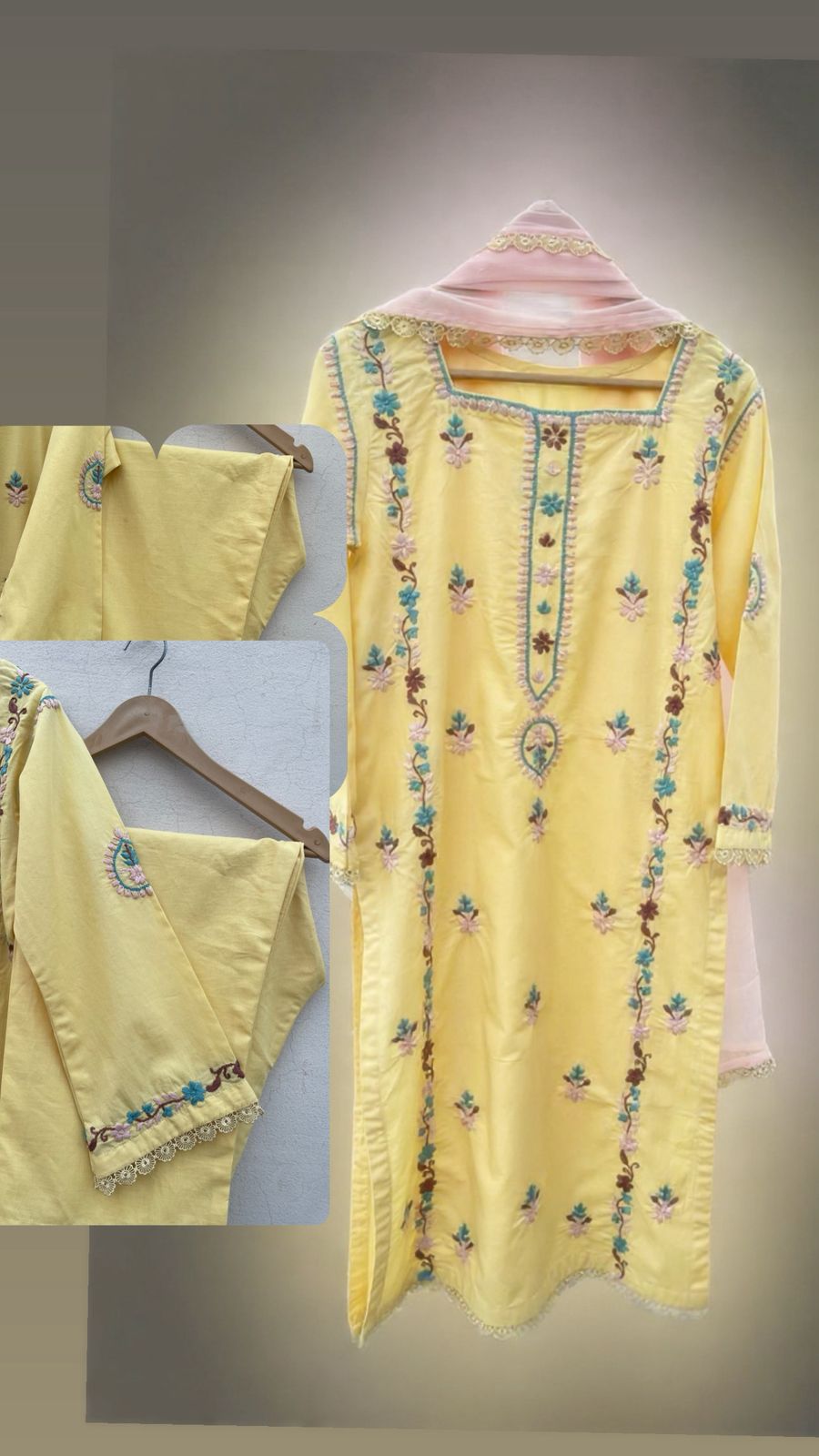 Butter-Yellow Handmade Chikankari Suit –Premium