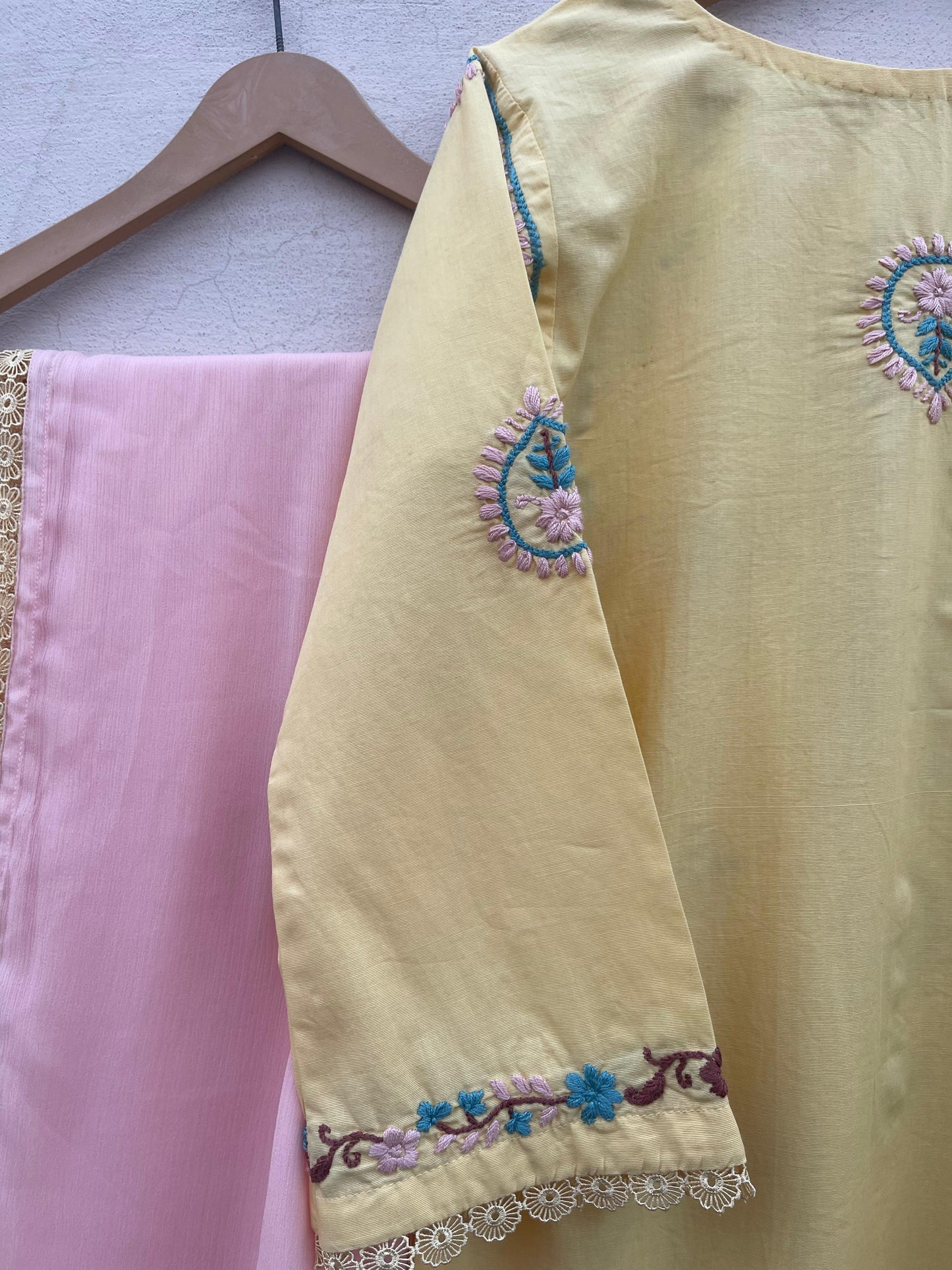 Butter-Yellow Handmade Chikankari Suit –Premium