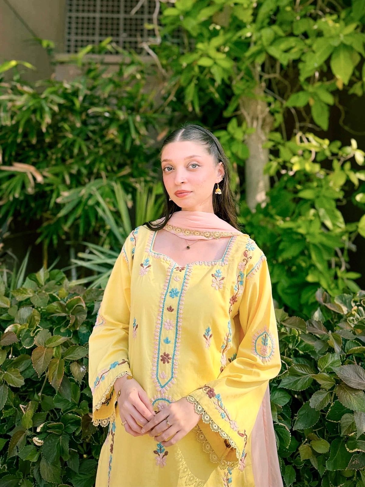 Butter-Yellow Handmade Chikankari Suit –Premium
