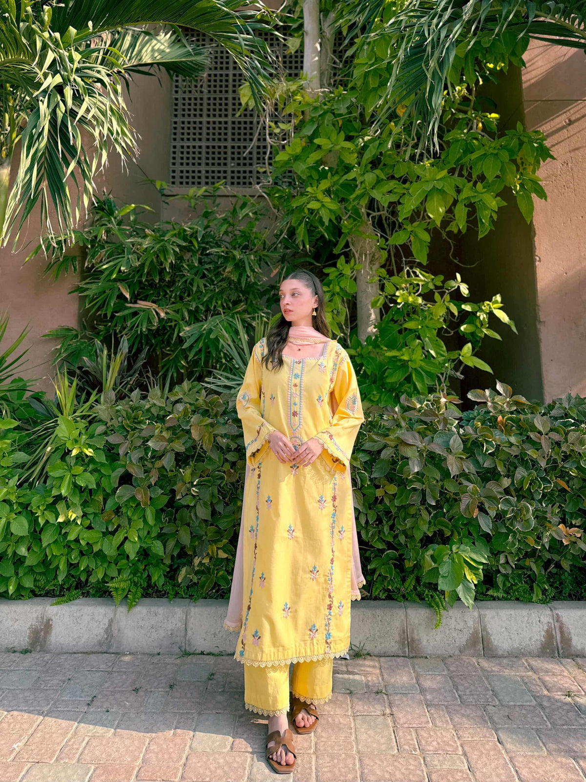 Butter-Yellow Handmade Chikankari Suit –Premium