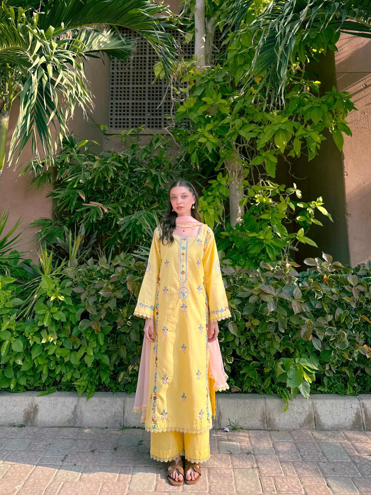 Butter-Yellow Handmade Chikankari Suit –Premium
