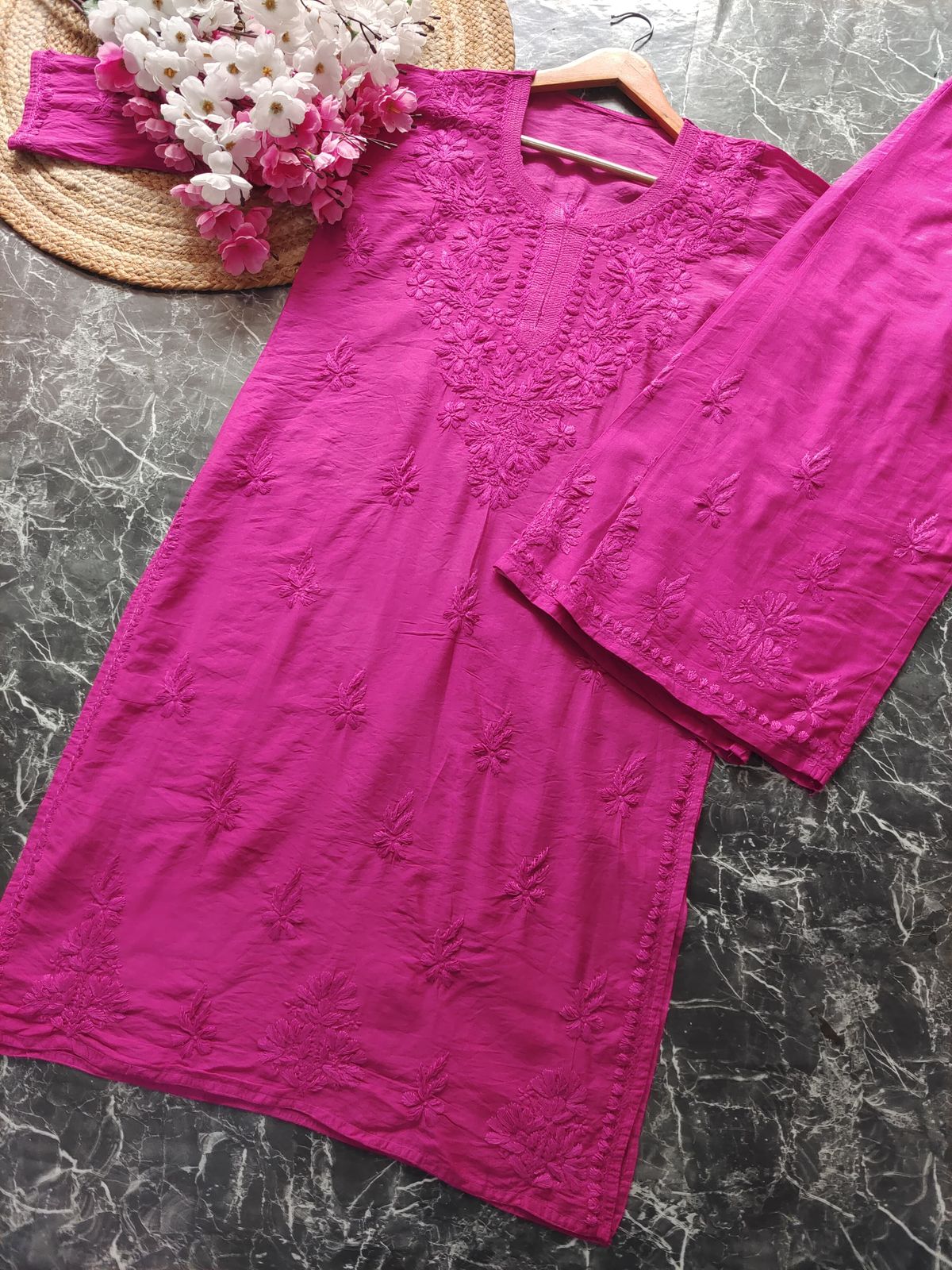 Cotton lawn Chikankari 2 PC Long Kurta Set