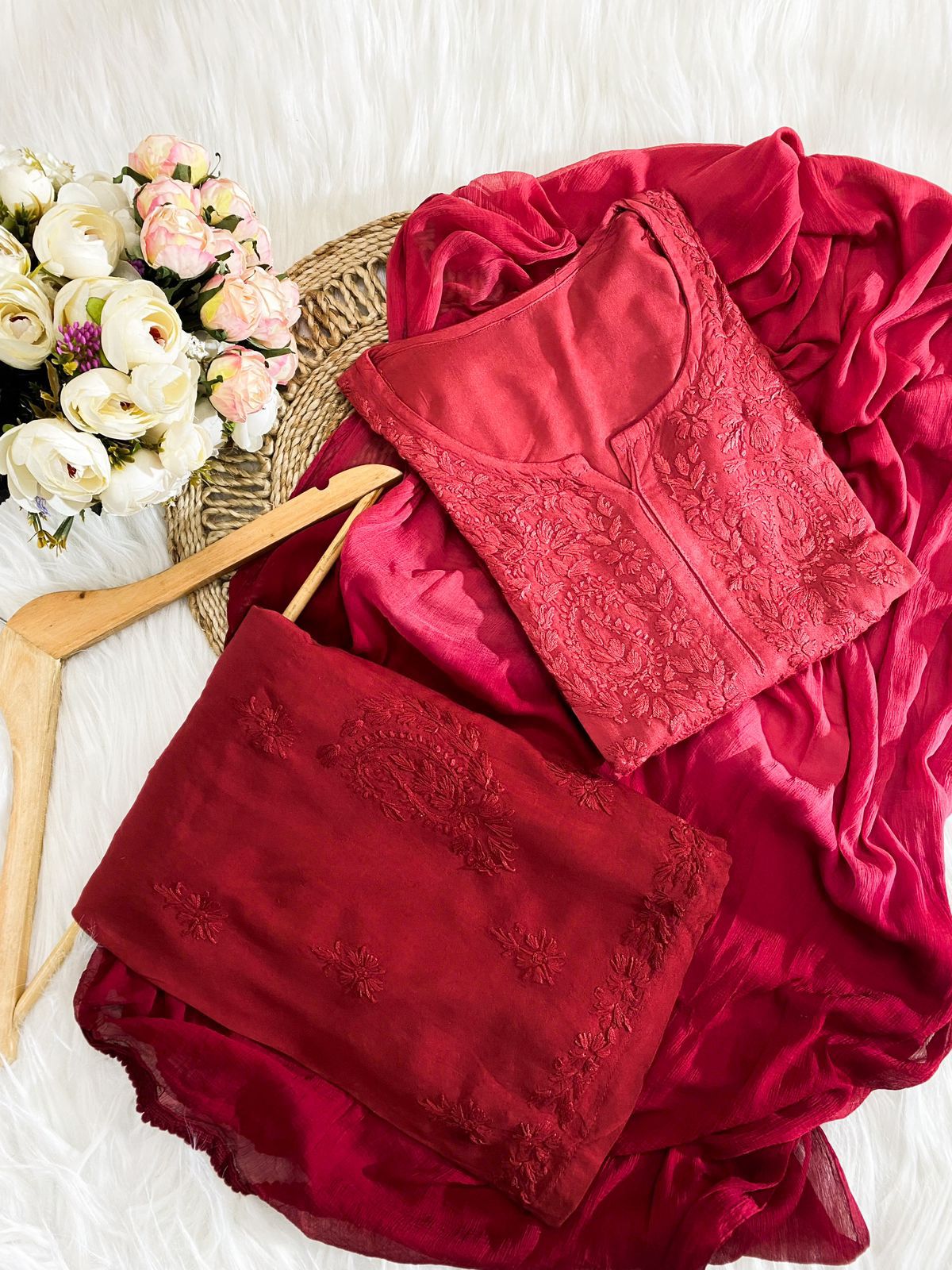 2 TONE HAND EMBROIDERED 3 PIECE SUIT