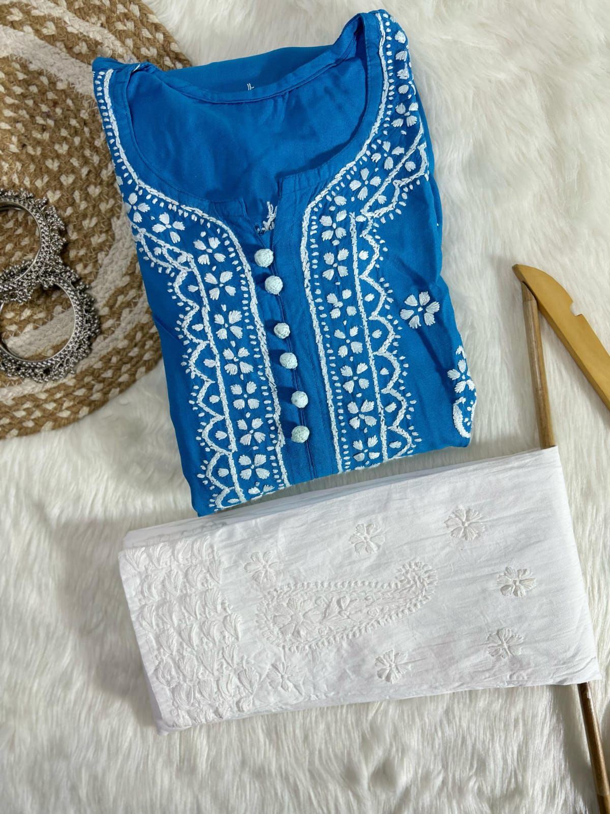 CHIKANKARI LONG FROCKS WITH TROUSER