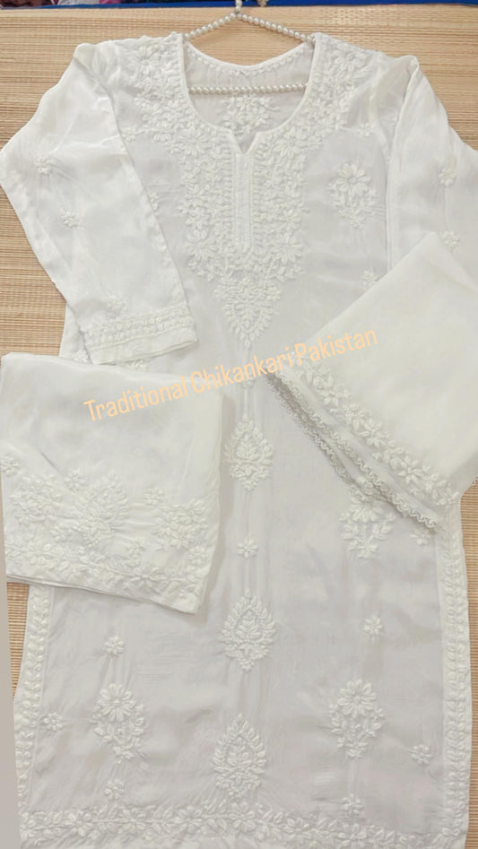 Premium Viscose Georgette Egg White 3Piece