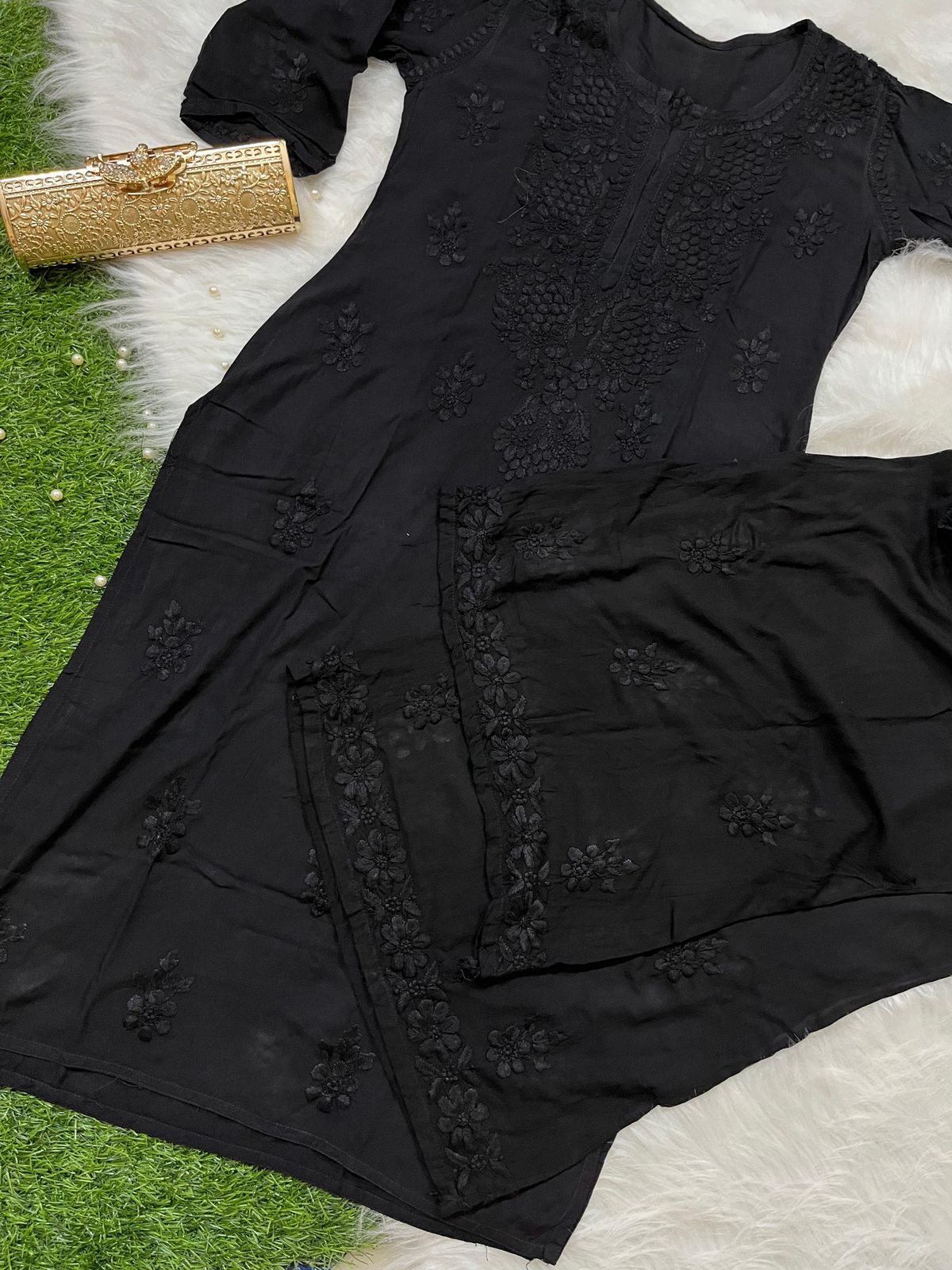 Premium Hand Embroidered Chikankari CO-ord Sets
