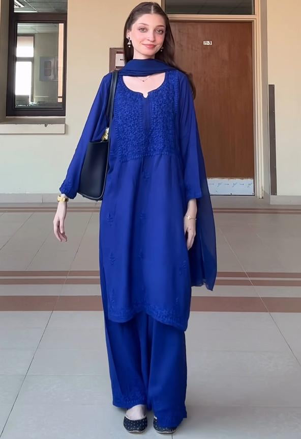 Handmade-Chikankari Premium Linen Set 3 PIECE