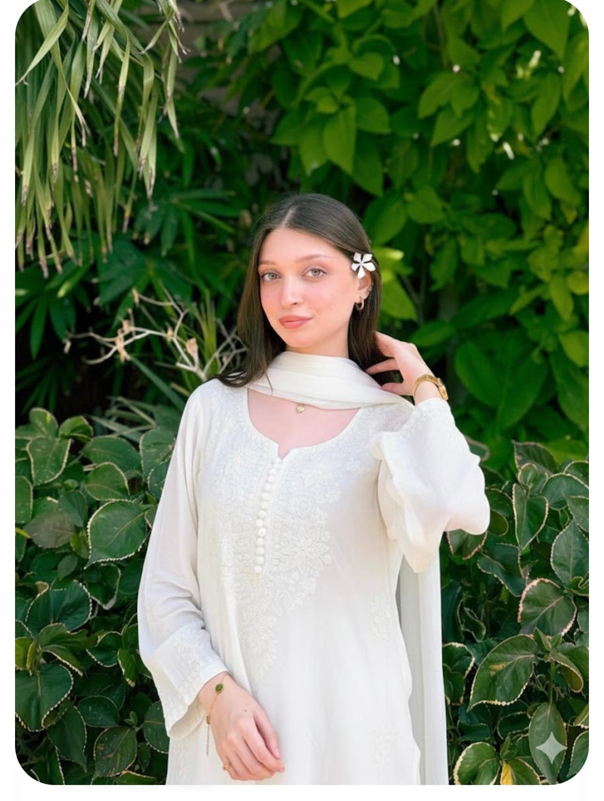 HANDMADE 3 PIECE WINTER LINEN OFFWHITE SET