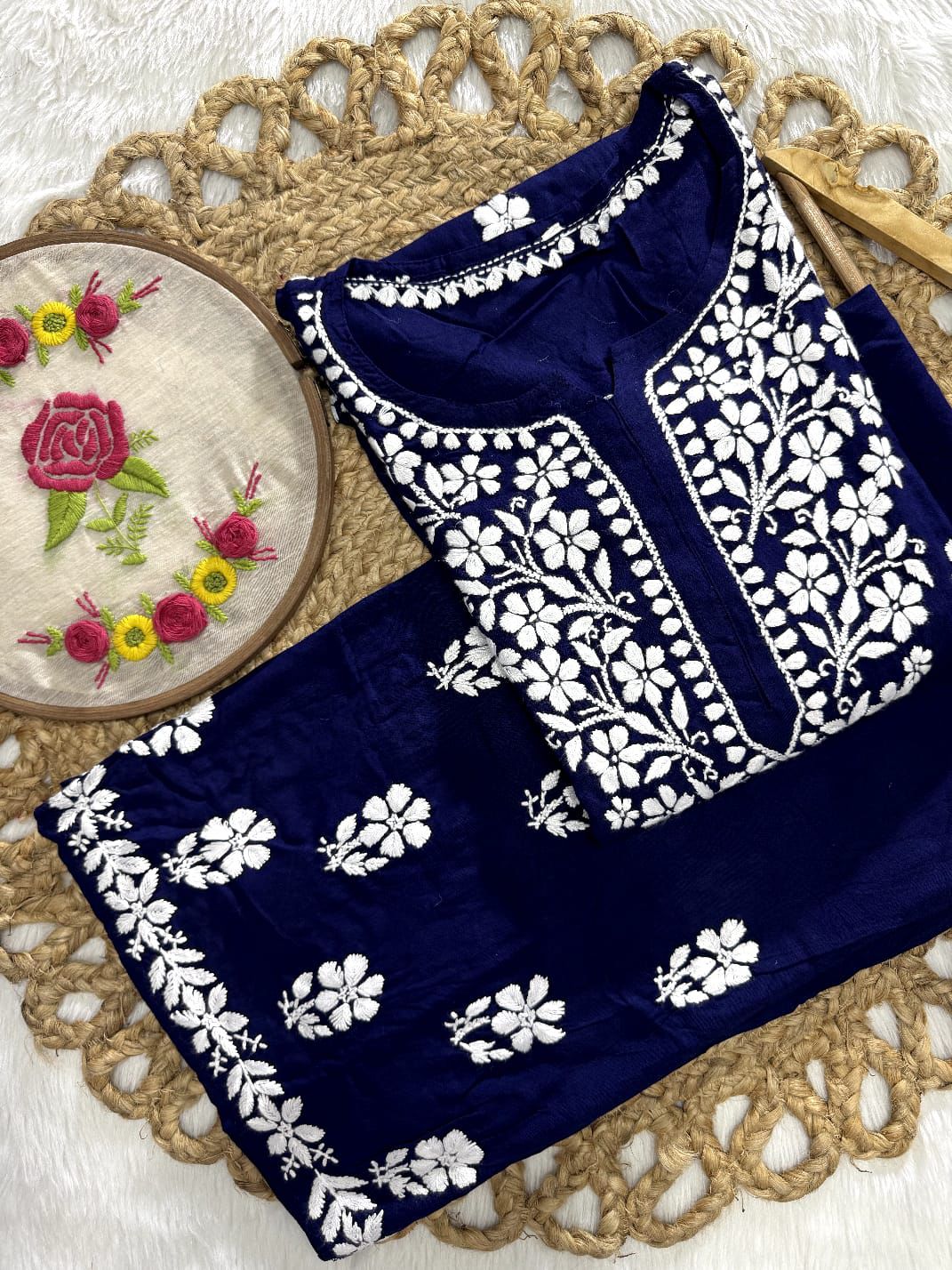 Heavy Hand-Embroidered Chikankari Set