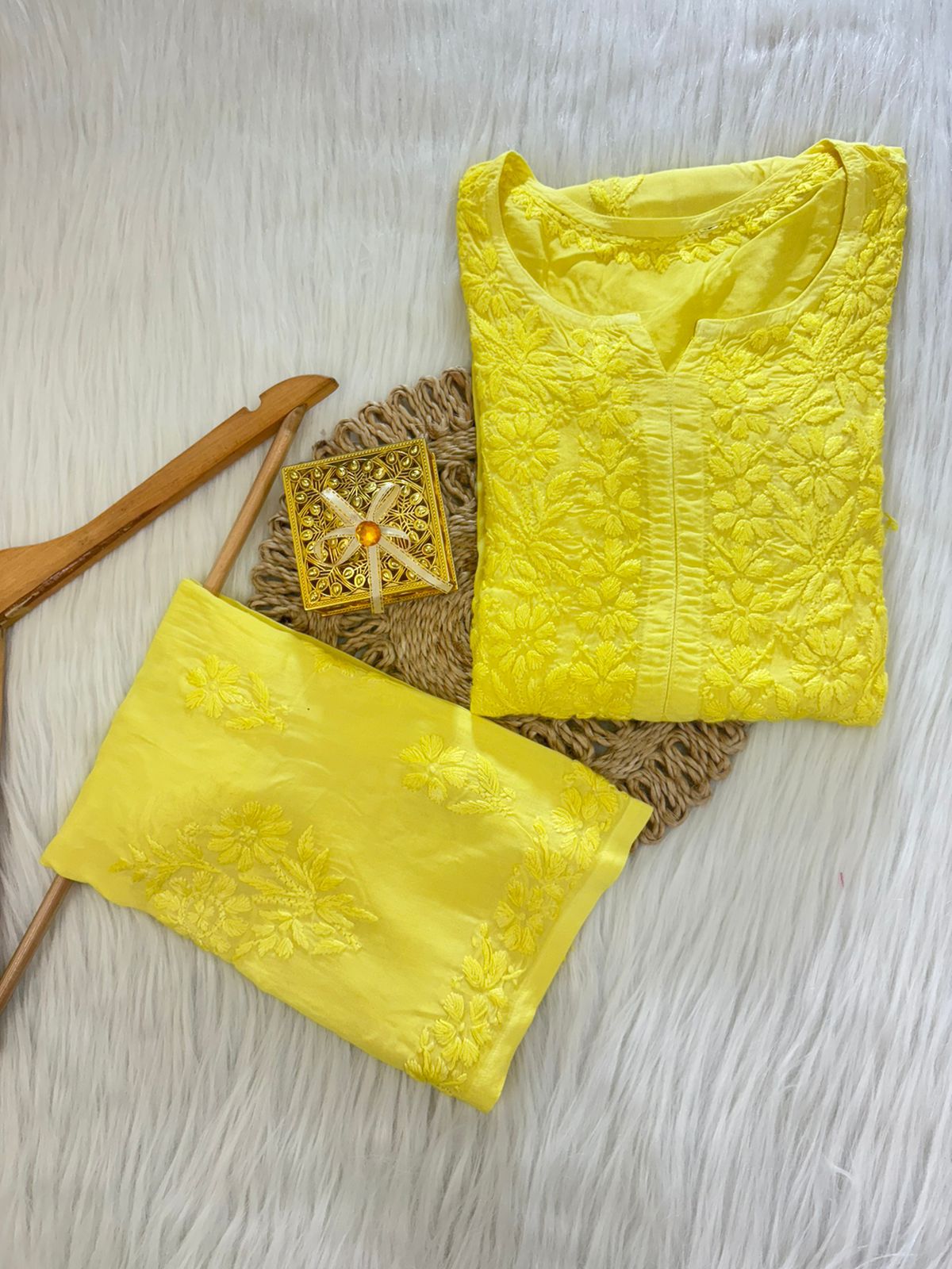 Heavy Hand-Embroidered Chikankari Set