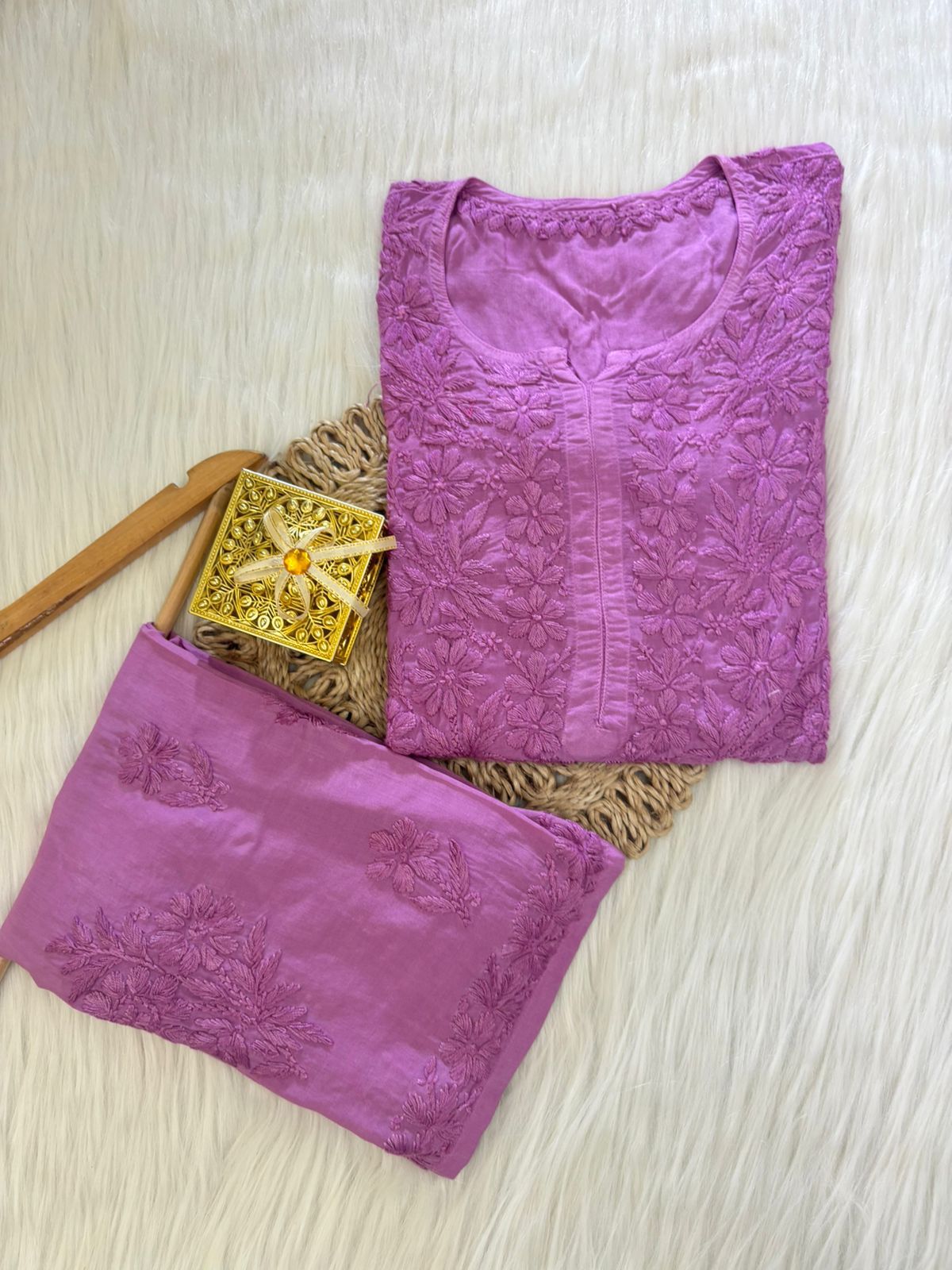 Heavy Hand-Embroidered Chikankari Set