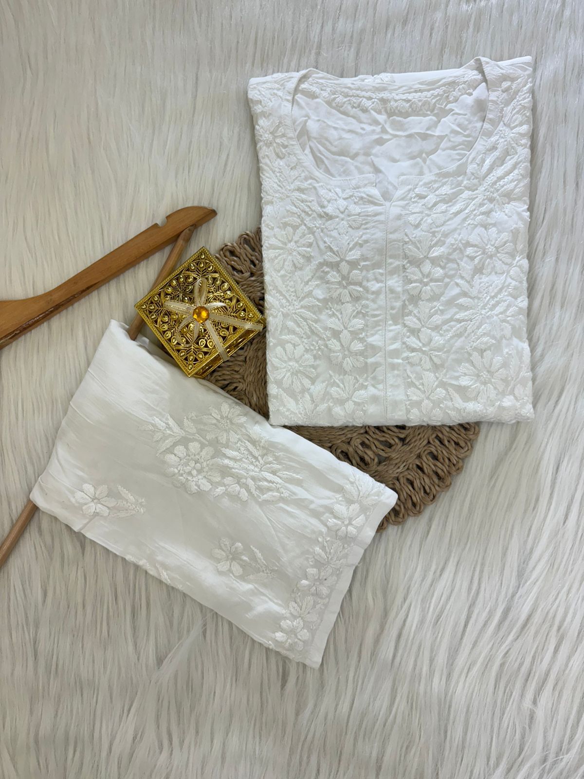 Heavy Hand-Embroidered Chikankari Set