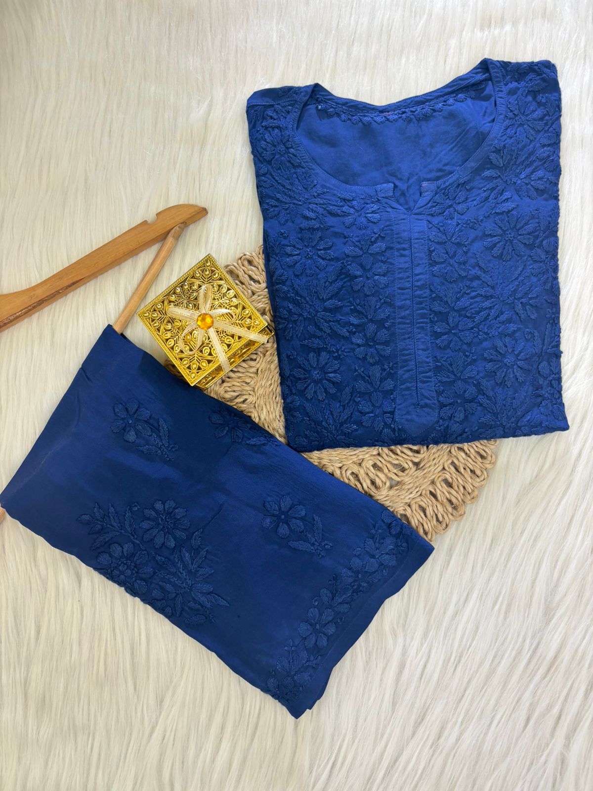 Heavy Hand-Embroidered Chikankari Set