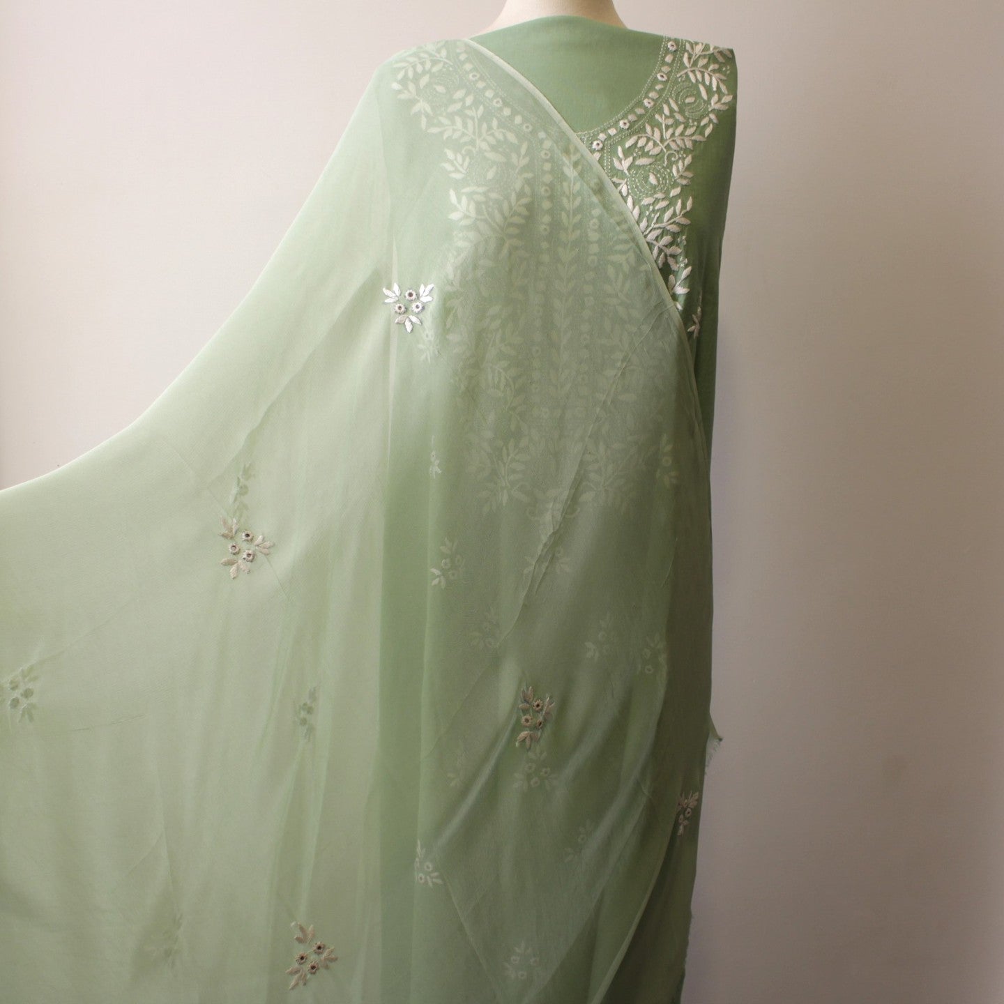 UNSTITCHED 3 PIECE HAND EMBRIODERED AND MIRROR WORK