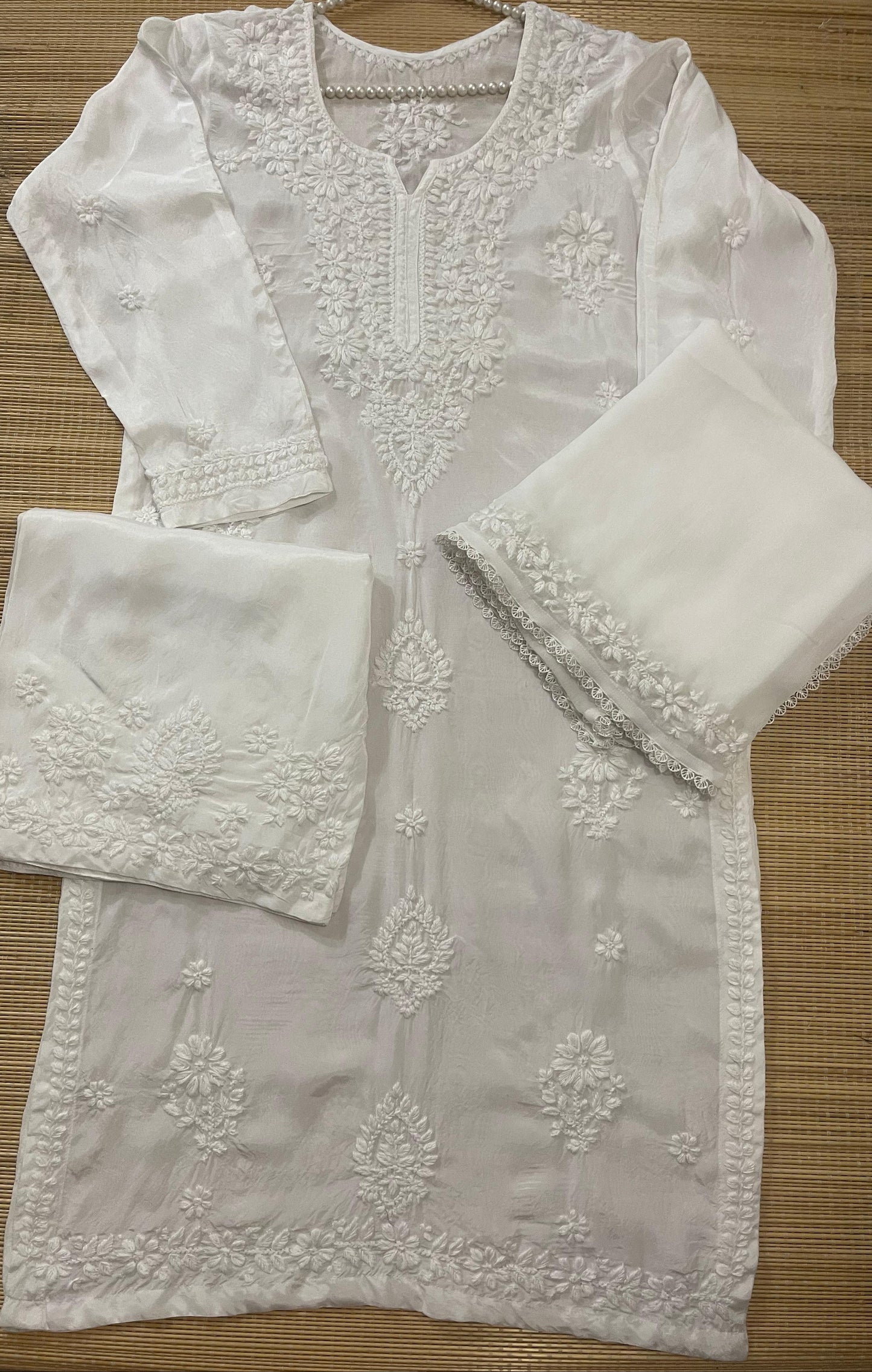 Premium Viscose Georgette Egg White 3Piece
