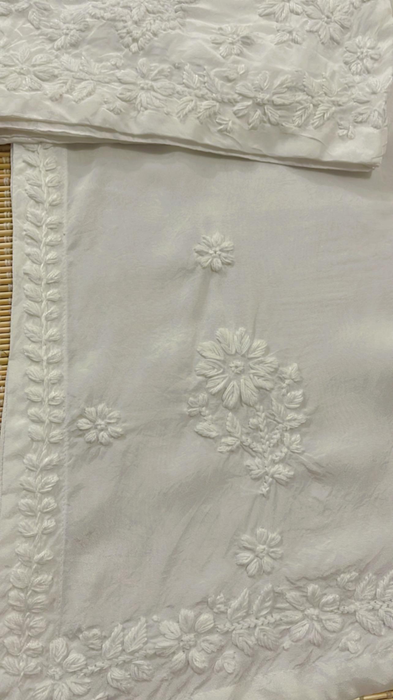 Premium Viscose Georgette Egg White 3Piece
