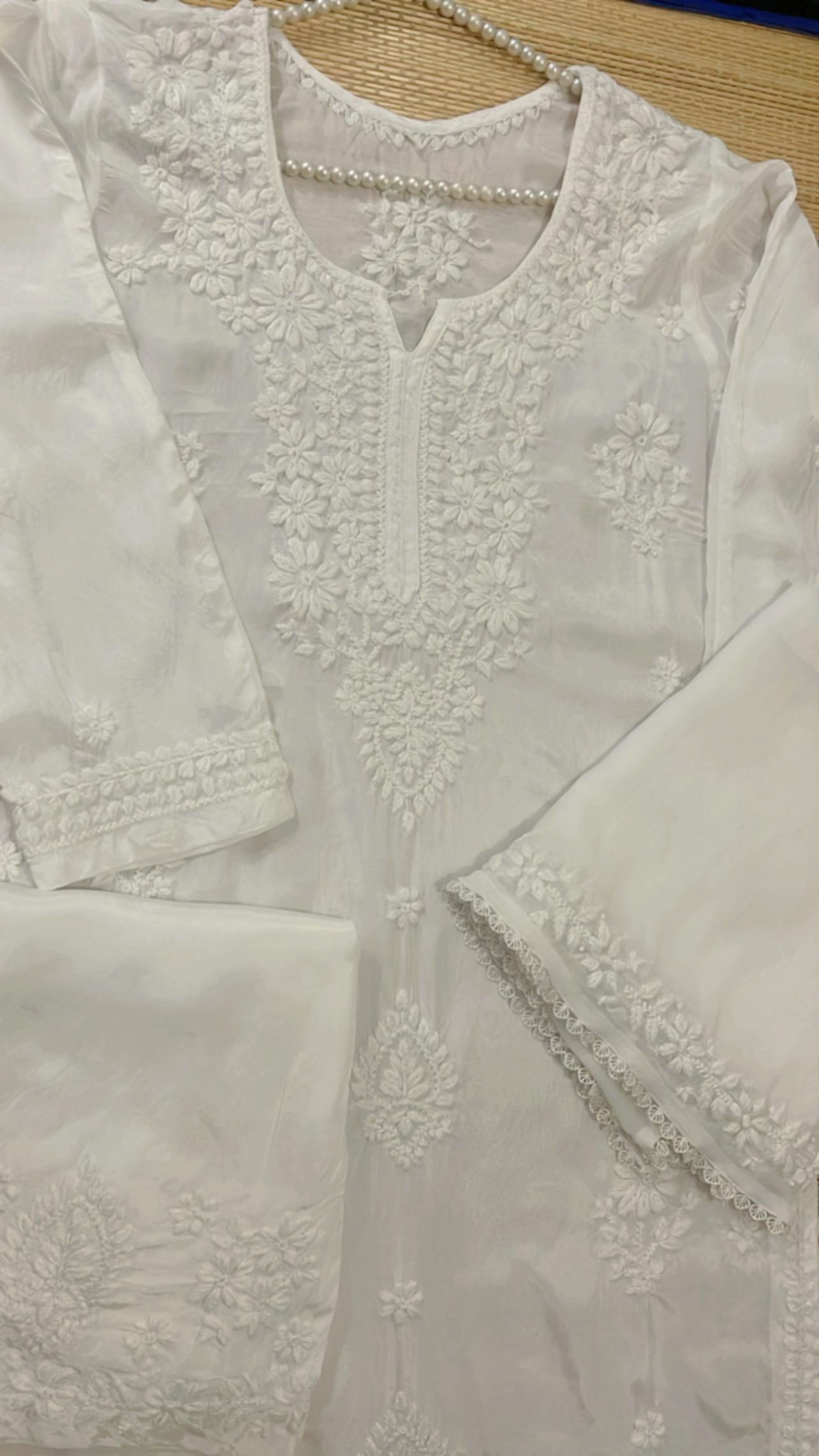 Premium Viscose Georgette Egg White 3Piece