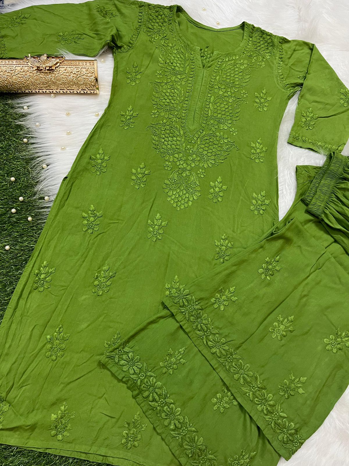 Premium Hand Embroidered Chikankari CO-ord Sets