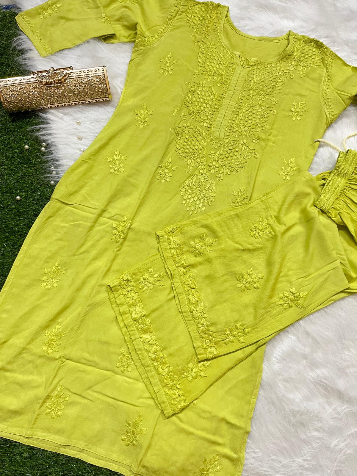 Premium Hand Embroidered Chikankari CO-ord Sets