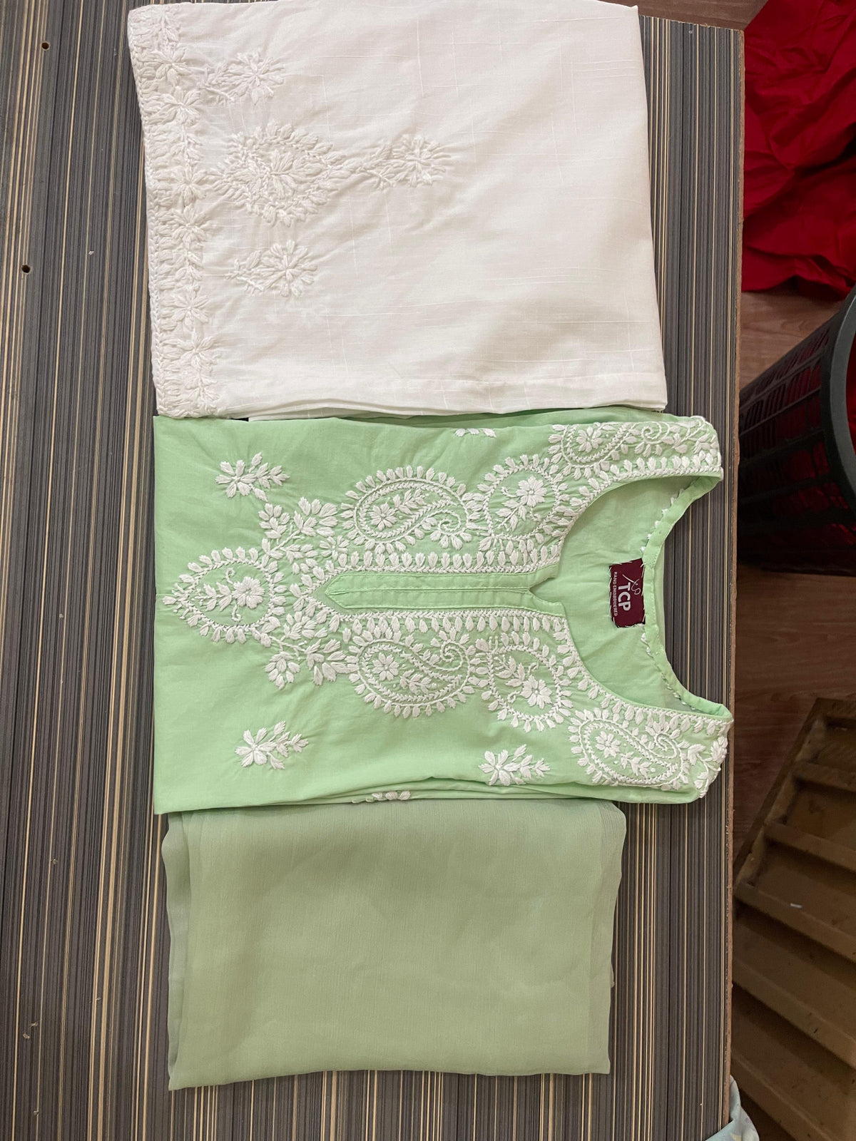 Minal 3 piece Mint Green Chikankari Suit
