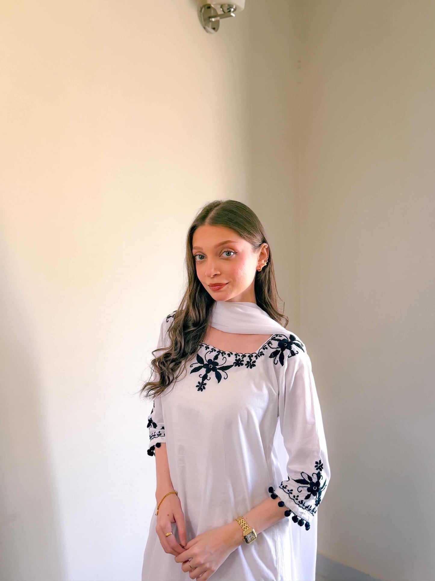 White Square Neck Luxury 3PC