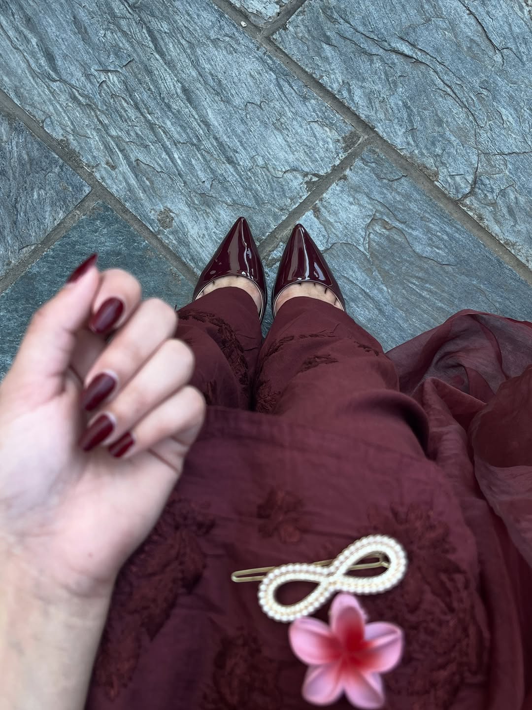 3 Piece Coffee Brown Hand Embroidered ChickenQari set