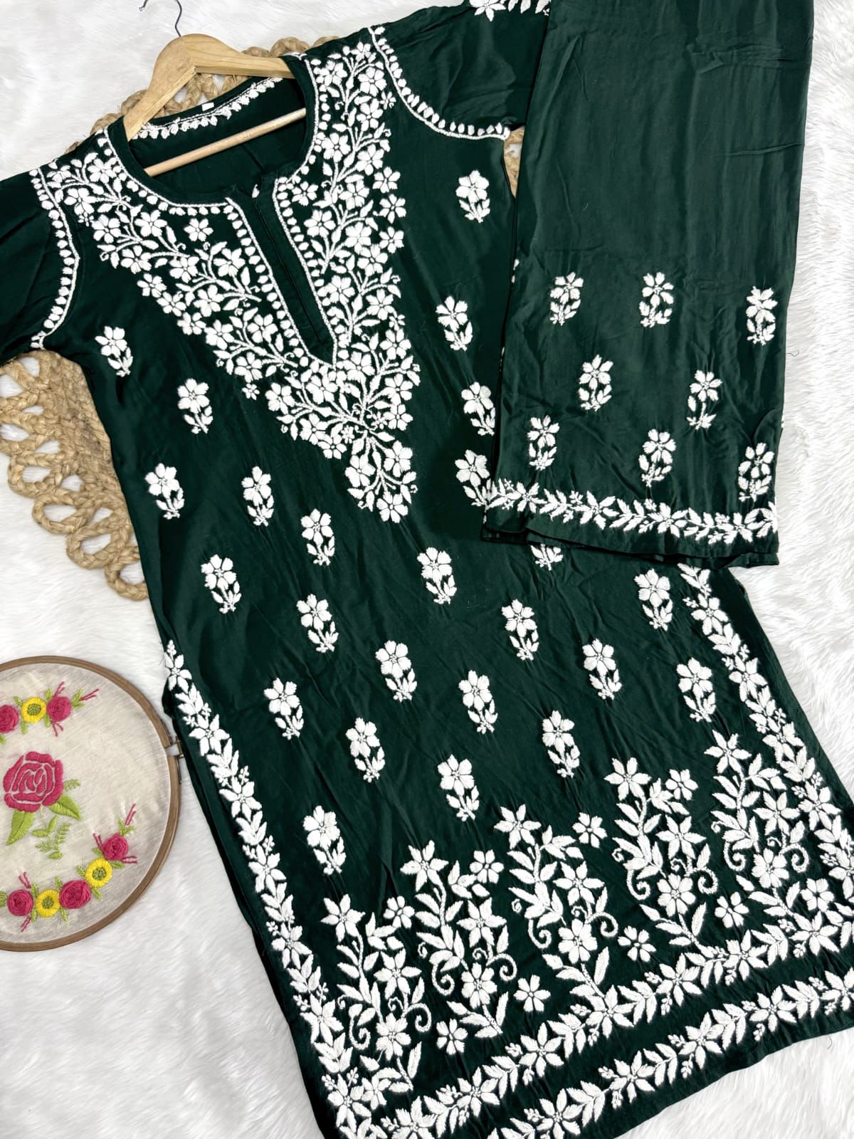 Heavy Hand-Embroidered Chikankari Set
