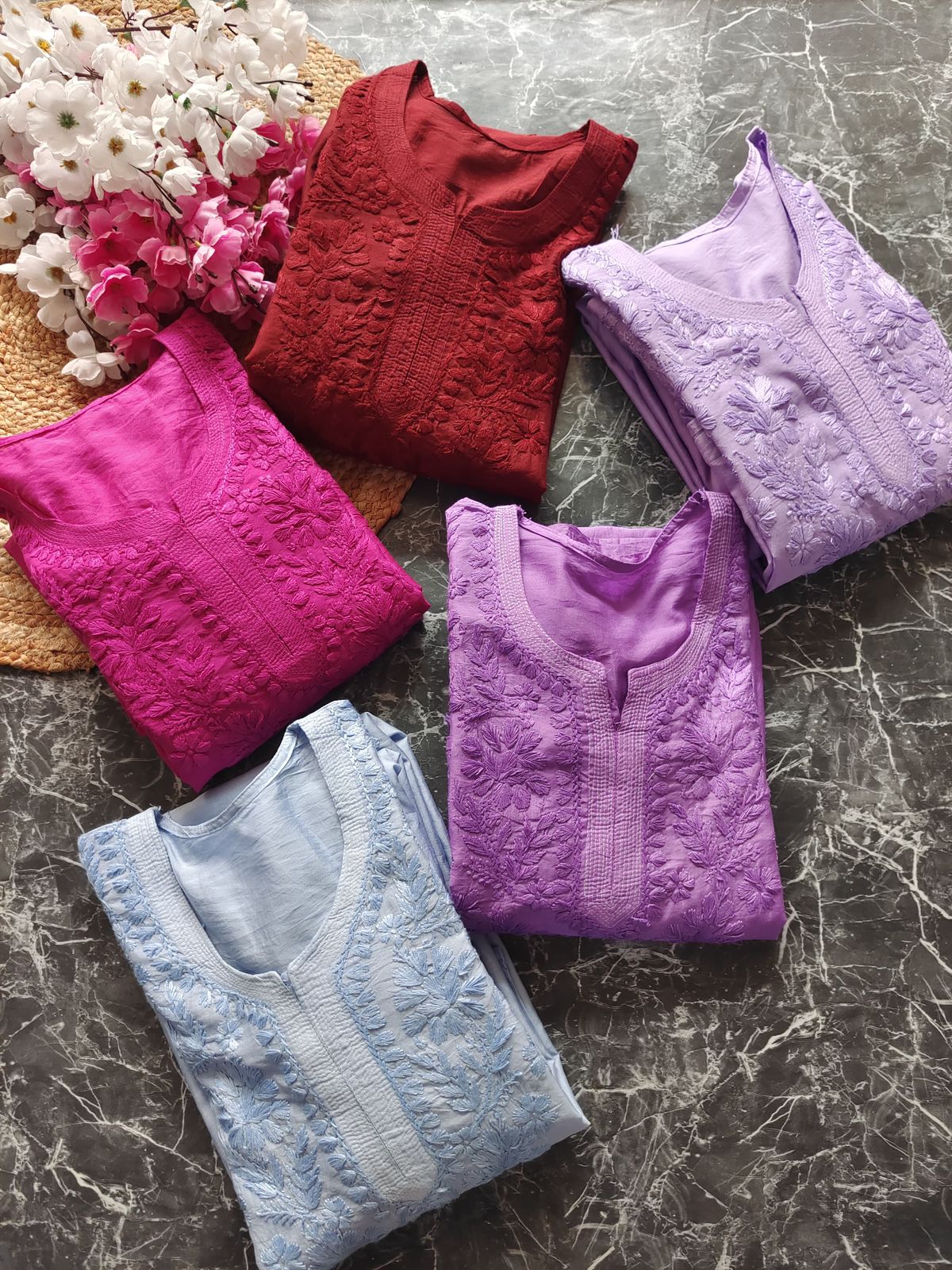 Cotton lawn Chikankari 2 PC Long Kurta Set