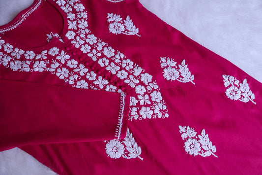 Hot Pink Long cotton kurta