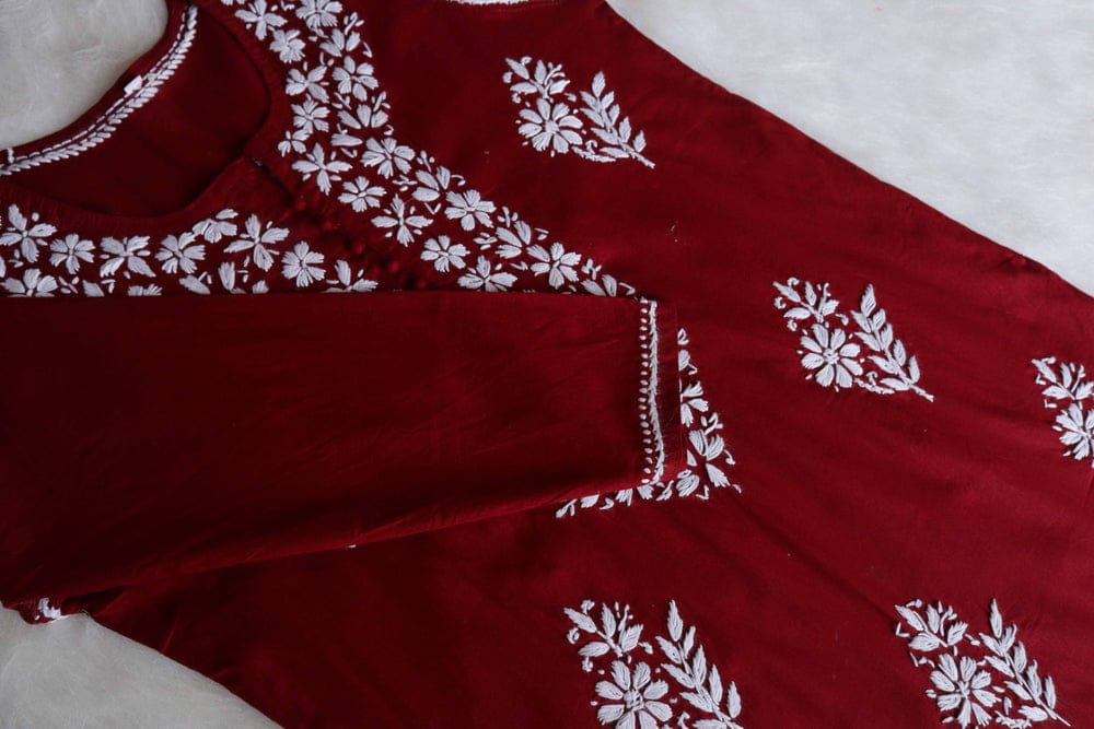 Maroon Long cotton kurta