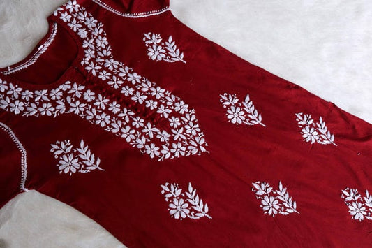 Maroon Long cotton kurta