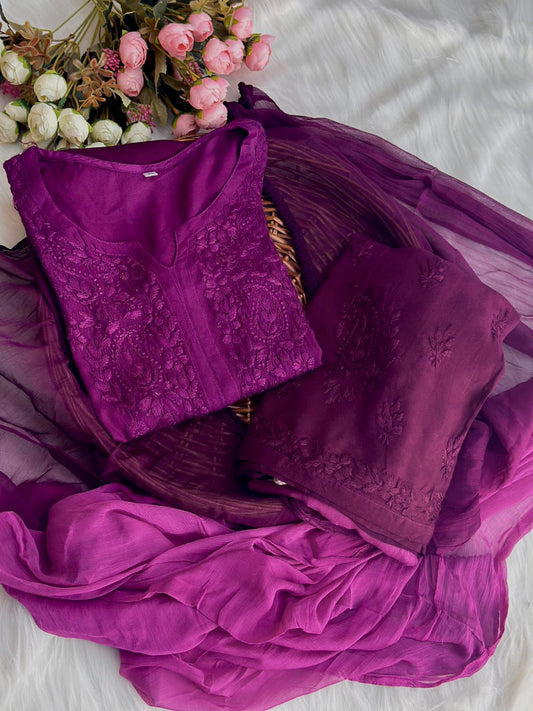 HAND EMBROIDERED 3 PIECE Single Tone