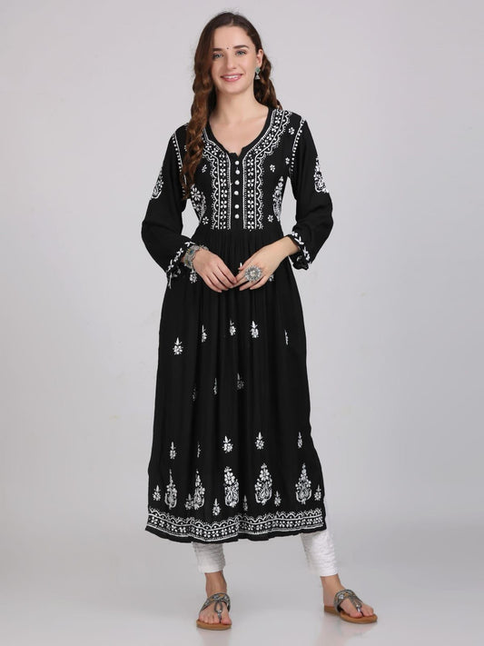 CHIKANKARI LONG FROCKS WITH TROUSER