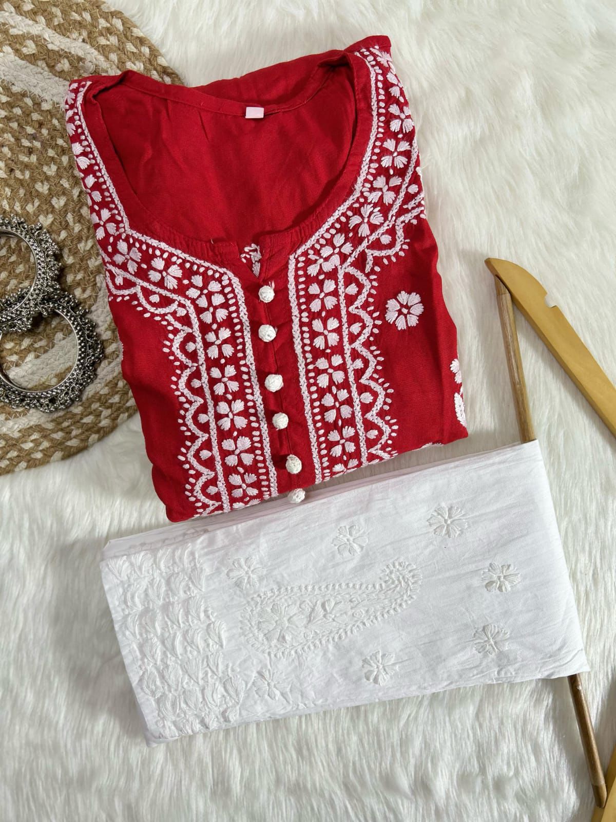 CHIKANKARI LONG FROCKS WITH TROUSER