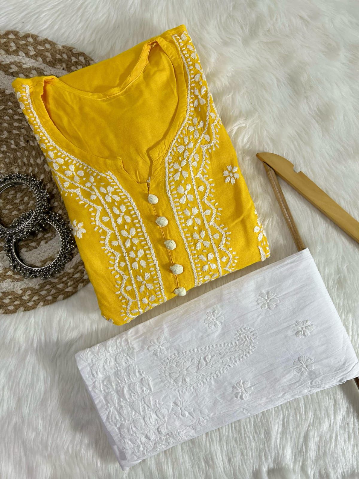 CHIKANKARI LONG FROCKS WITH TROUSER