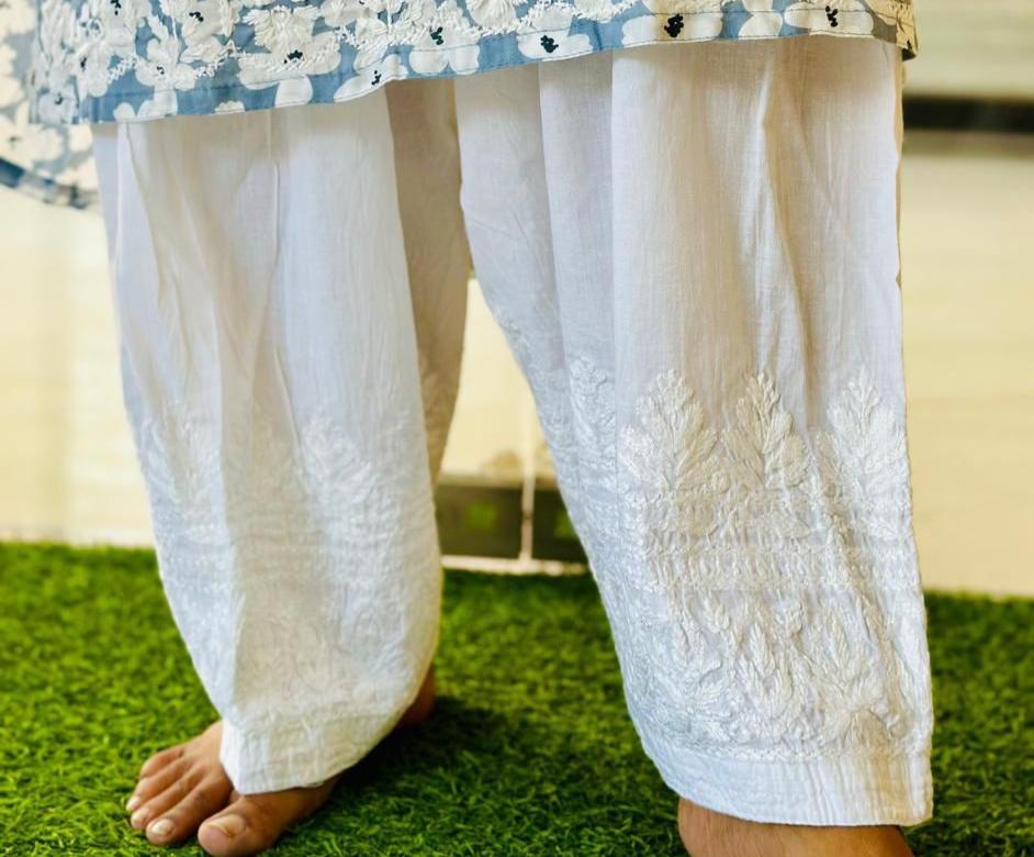 WHITE SHALWAR HAND EMBRIODERED