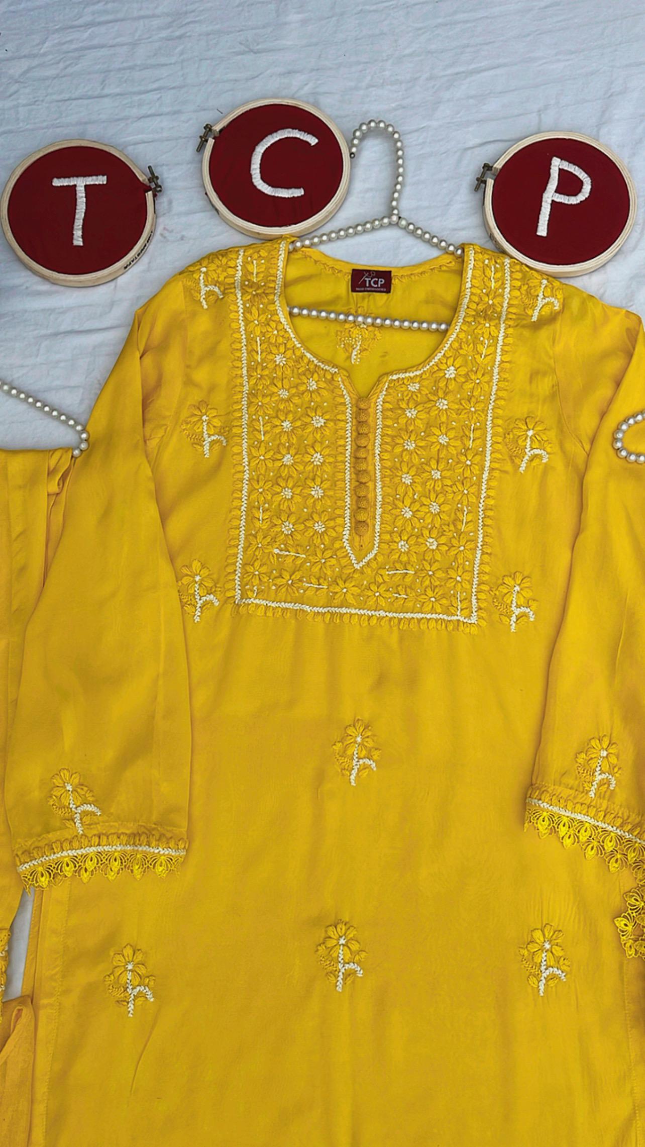 Premium Viscose Georgette Yellow 3Piece