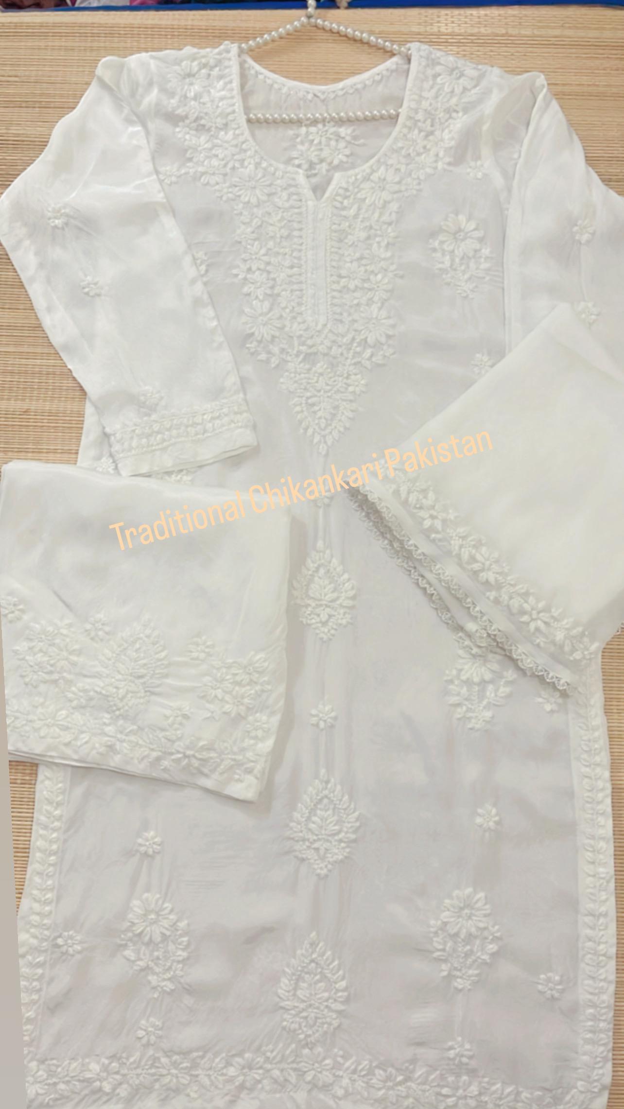 Premium Viscose Georgette Egg White 3Piece