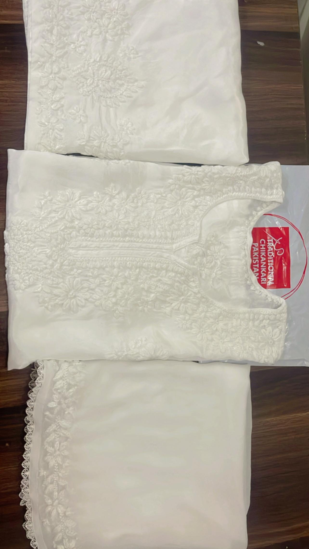 Premium Viscose Georgette Egg White 3Piece