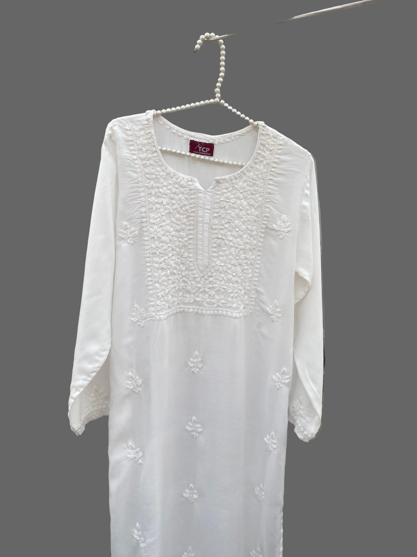 EGG WHITE 3 PIECE CHIKANKARI SET