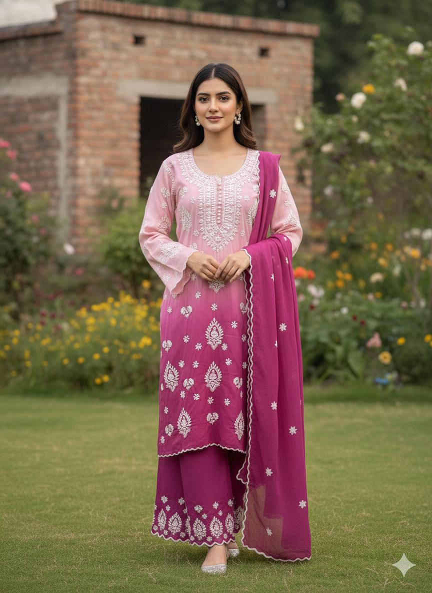 Ombrio Shade Georgette 3-piece suit