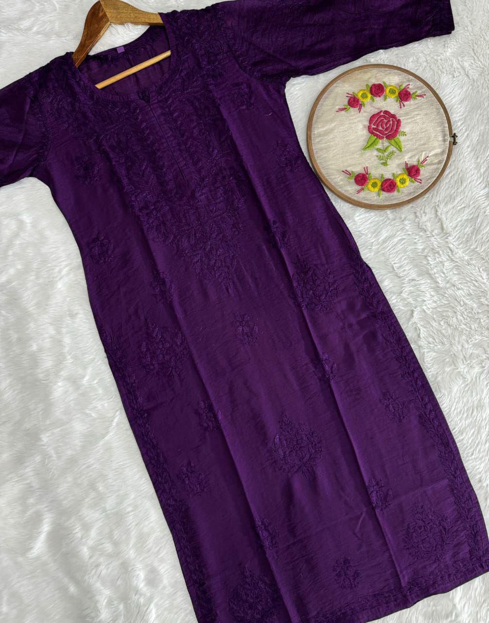 Beautiful Royal Plum Embroidered Shirt