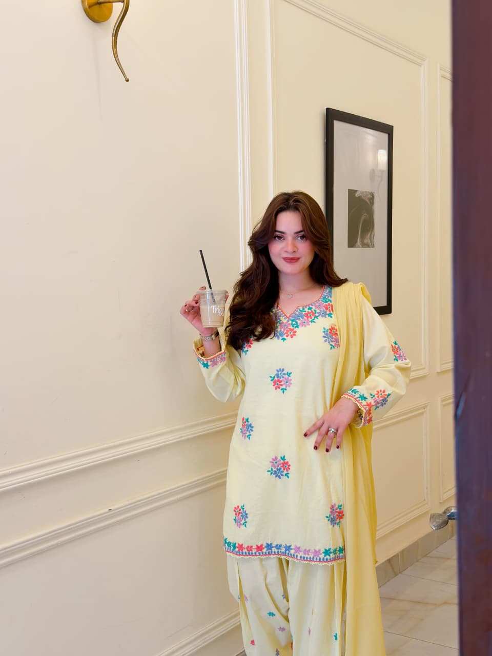MINAL Pastel Yellow Handmade 3P Suit