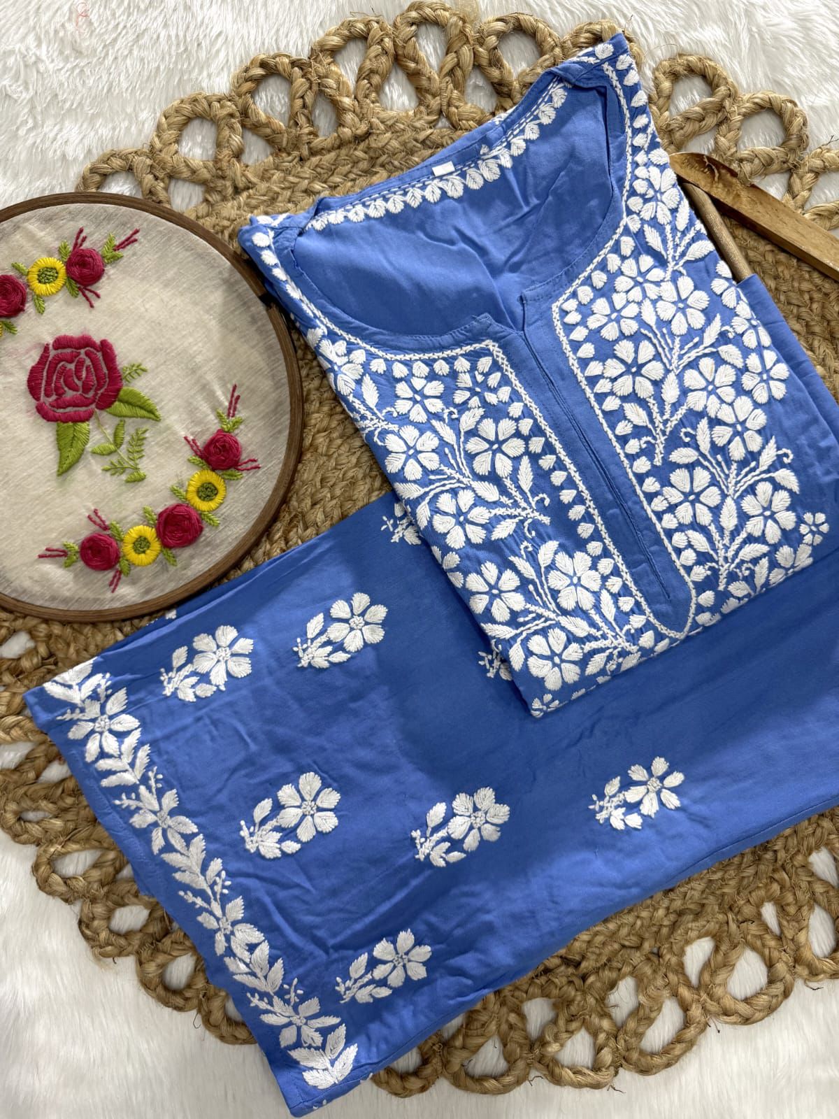 Heavy Hand-Embroidered Chikankari Set