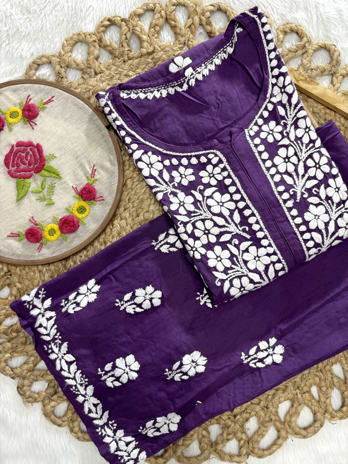 Heavy Hand-Embroidered Chikankari Set