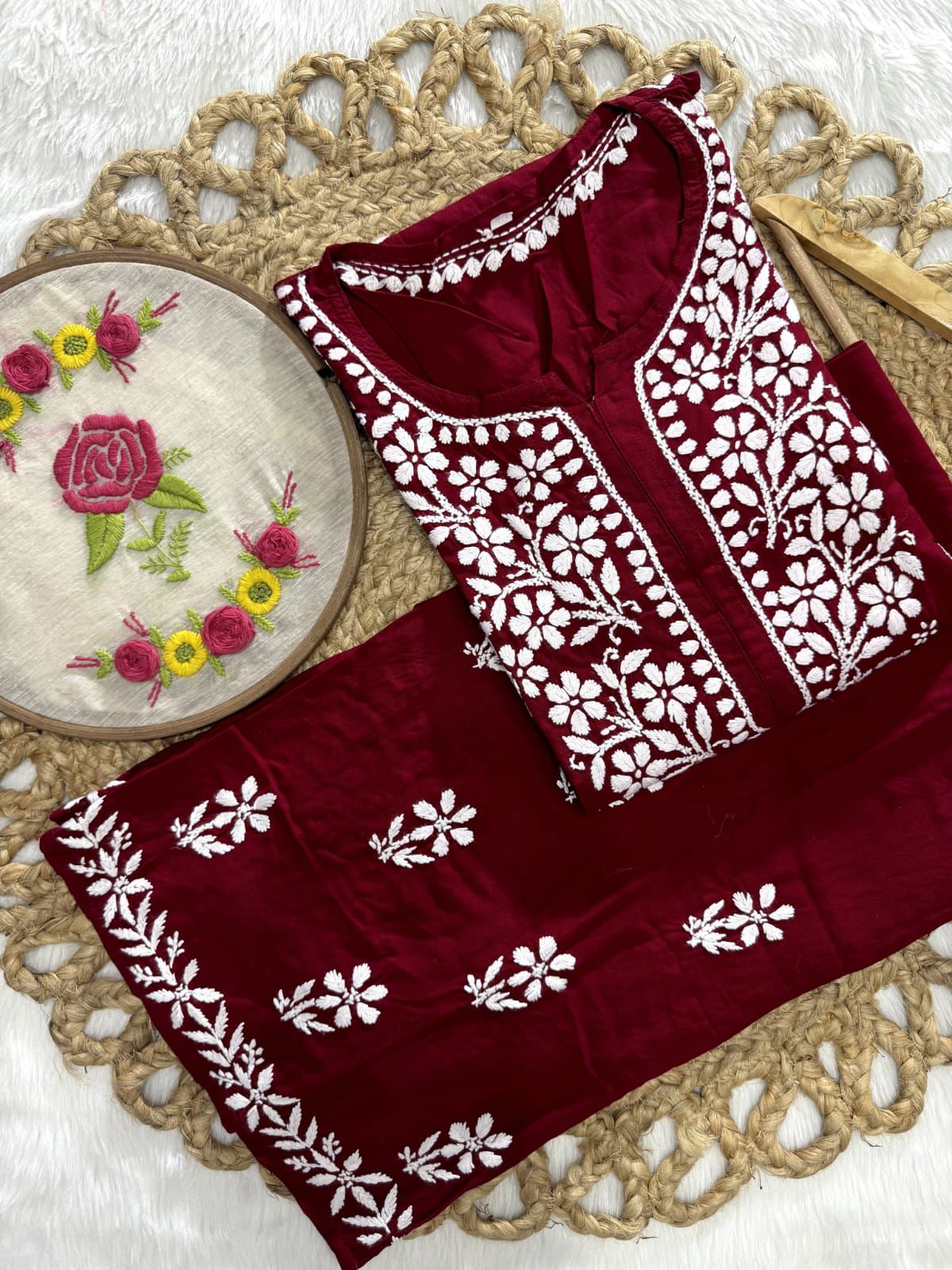 Heavy Hand-Embroidered Chikankari Set