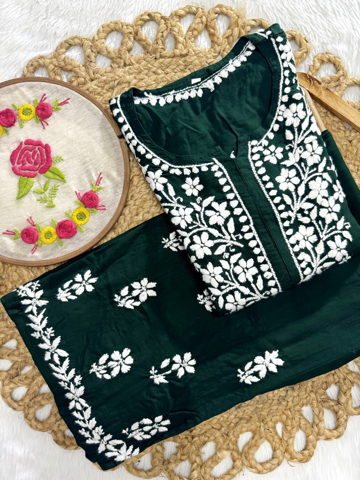 Heavy Hand-Embroidered Chikankari Set