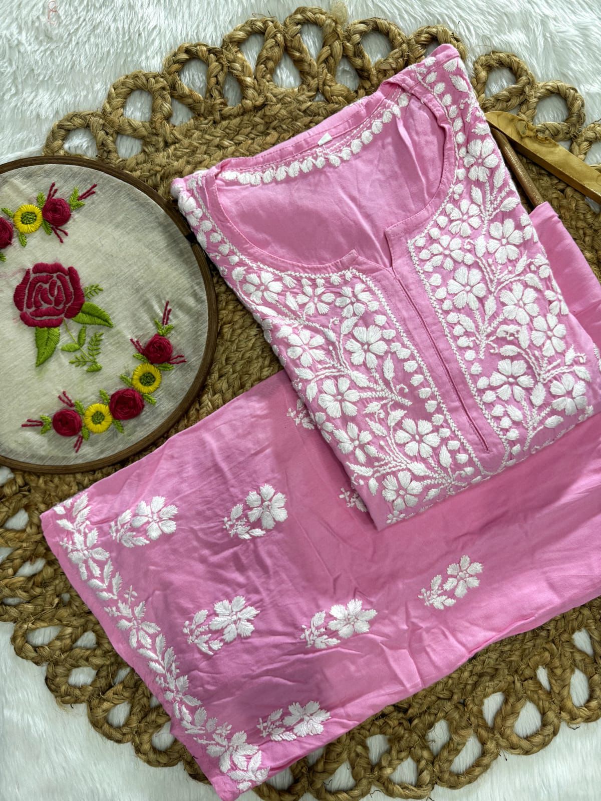 Heavy Hand-Embroidered Chikankari Set